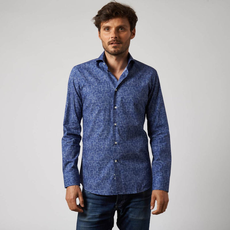 navy poplin overhemd Tritone - The Art of Camouflage