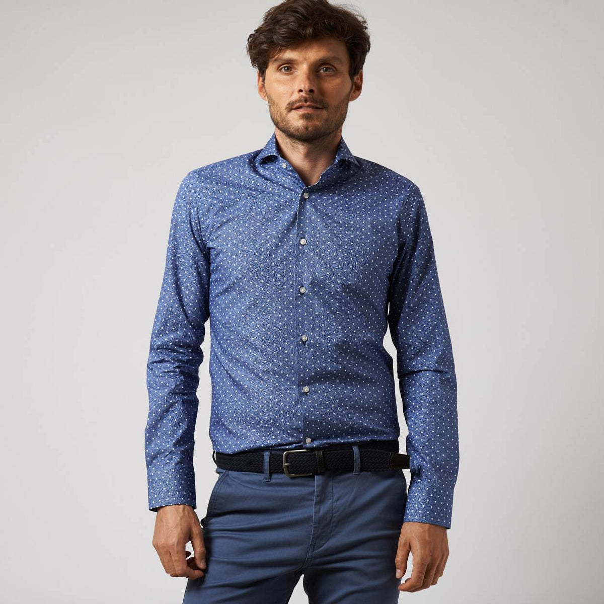 navy poplin overhemd Aprile - The Art of Camouflage