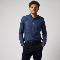 navy poplin overhemd Rienzo - The Art of Camouflage