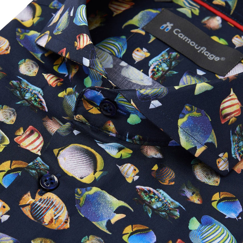 navy poplin overhemd Manzoni - The Art of Camouflage